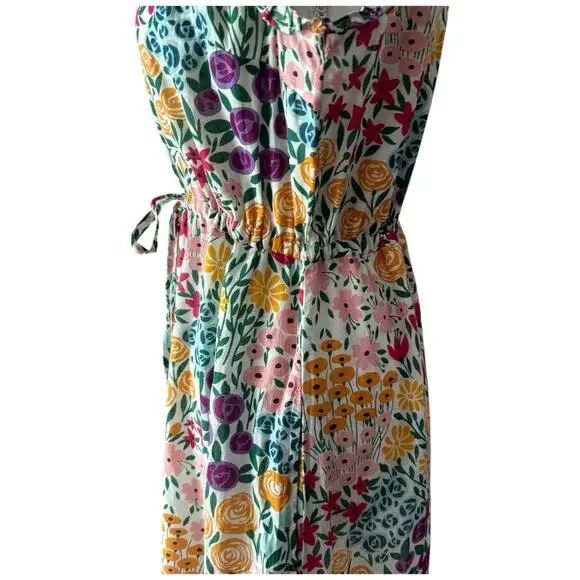 Olivia James The Label Delia Floral Midi Dress Lined Ruffle Size M